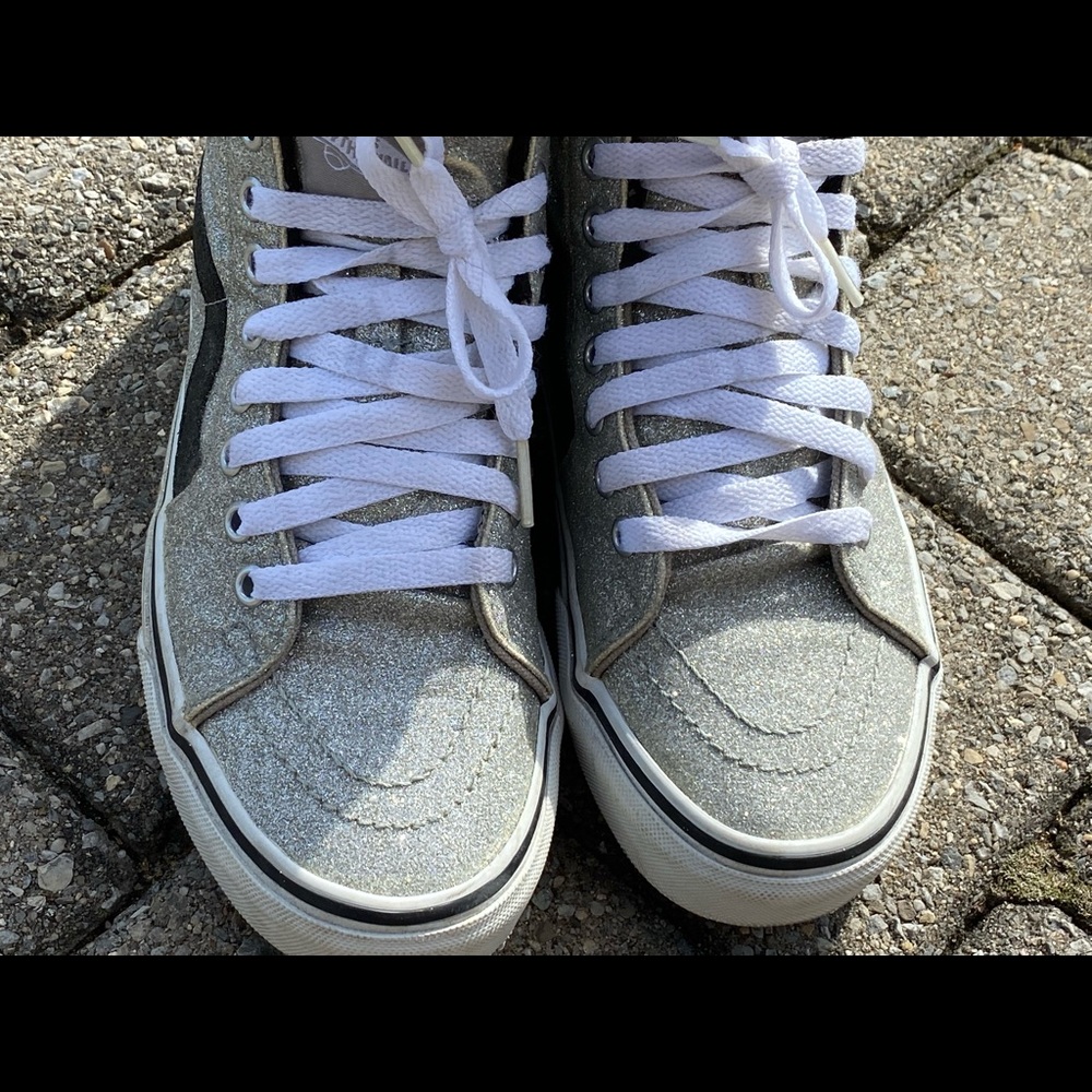 Vans sparkly silver beautiful hi top size 6.5 - Picture 6 of 11